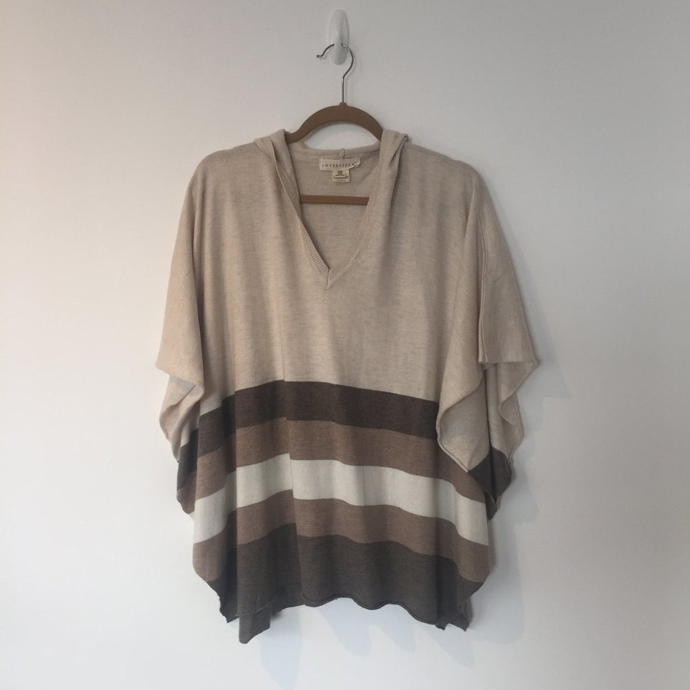 LOVESTITCH Poncho Cashmere blend Brown Tan & SOFT!